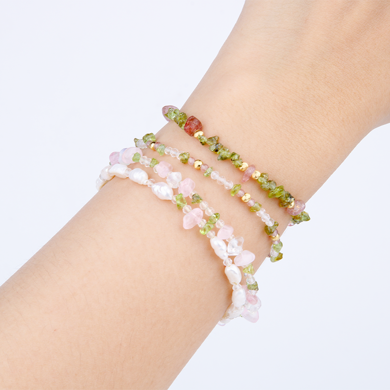 4 stackable crystal bracelet in different style