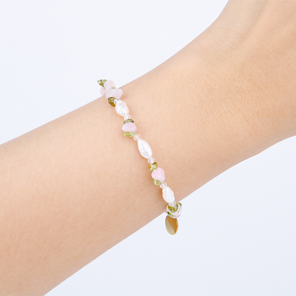 elastic fresh water pearl crystal bracelet