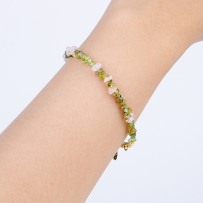 peridot with rose quartz chip crystal jewelry