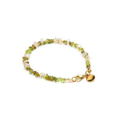 peridot with rose quartz crystal jewelry adjustable bracelet