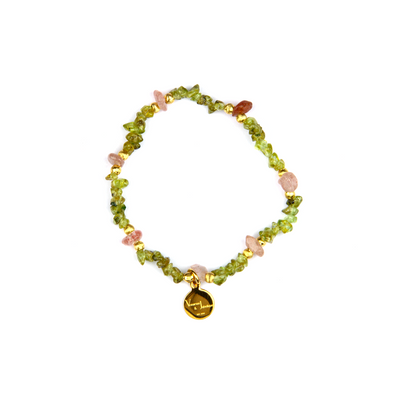 peridot and rose quartz bracelet garden vibe
