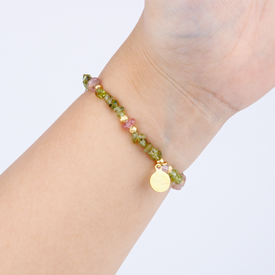 rose quartz with peridot bracelet