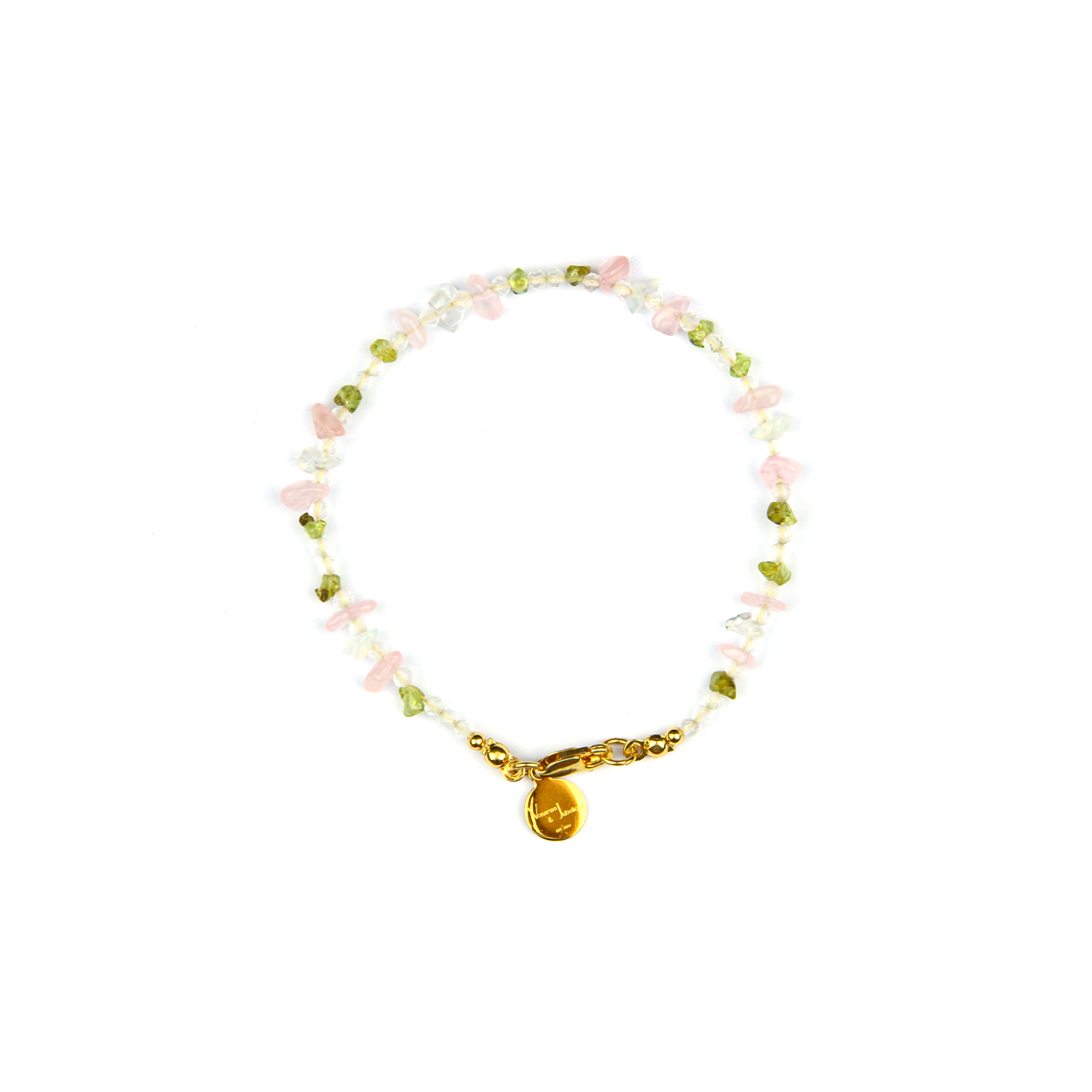 natural shapes rose quartz bracelet and peridot dainty jewelry
