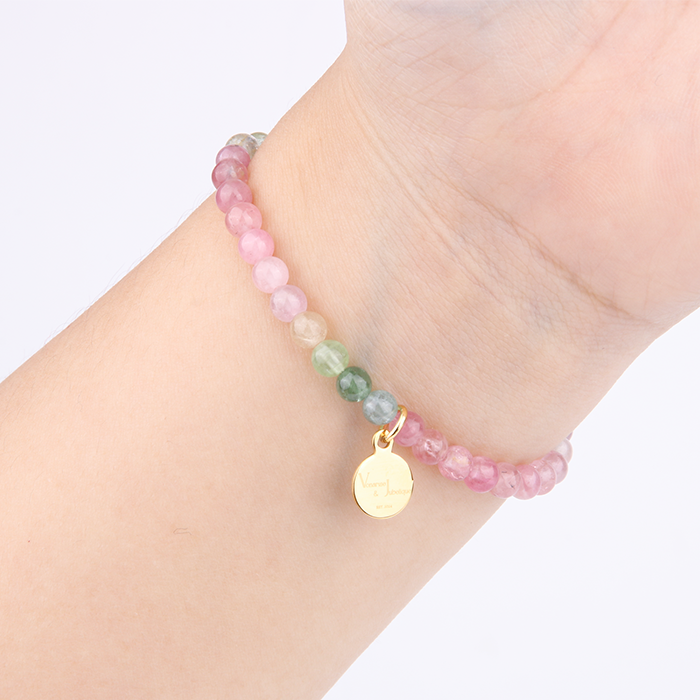 rainbow tourmaline crystal bracelet for stacking fashion jewelry