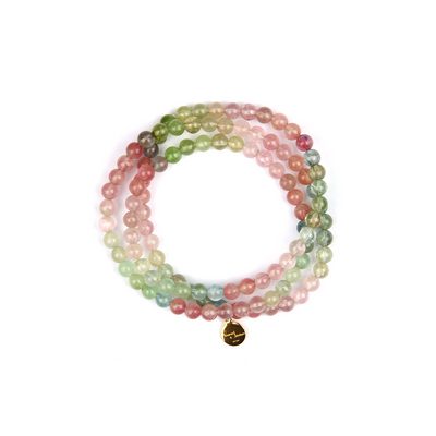 Rainbow tourmaline crystal bracelet in three circle aesthetic crystal jewelry
