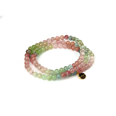 Rainbow tourmaline crystal bracelet in three circle aesthetic crystal jewelry