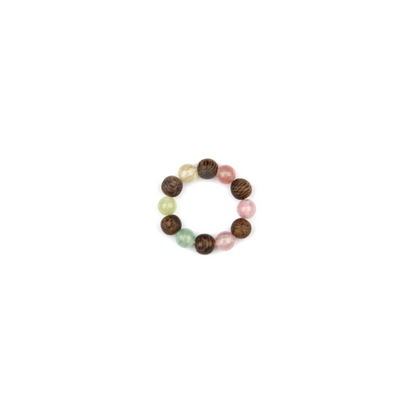 wood with tourmaline natural crystal beaded jewelry for all chakra and energy balance