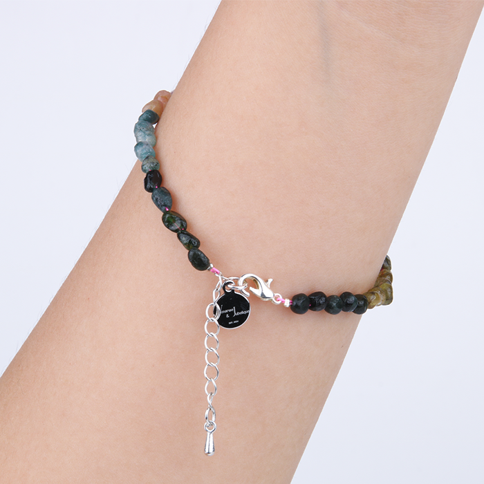 raw shape tourmaline crystal bracelet natural chip tourmaline bracelet