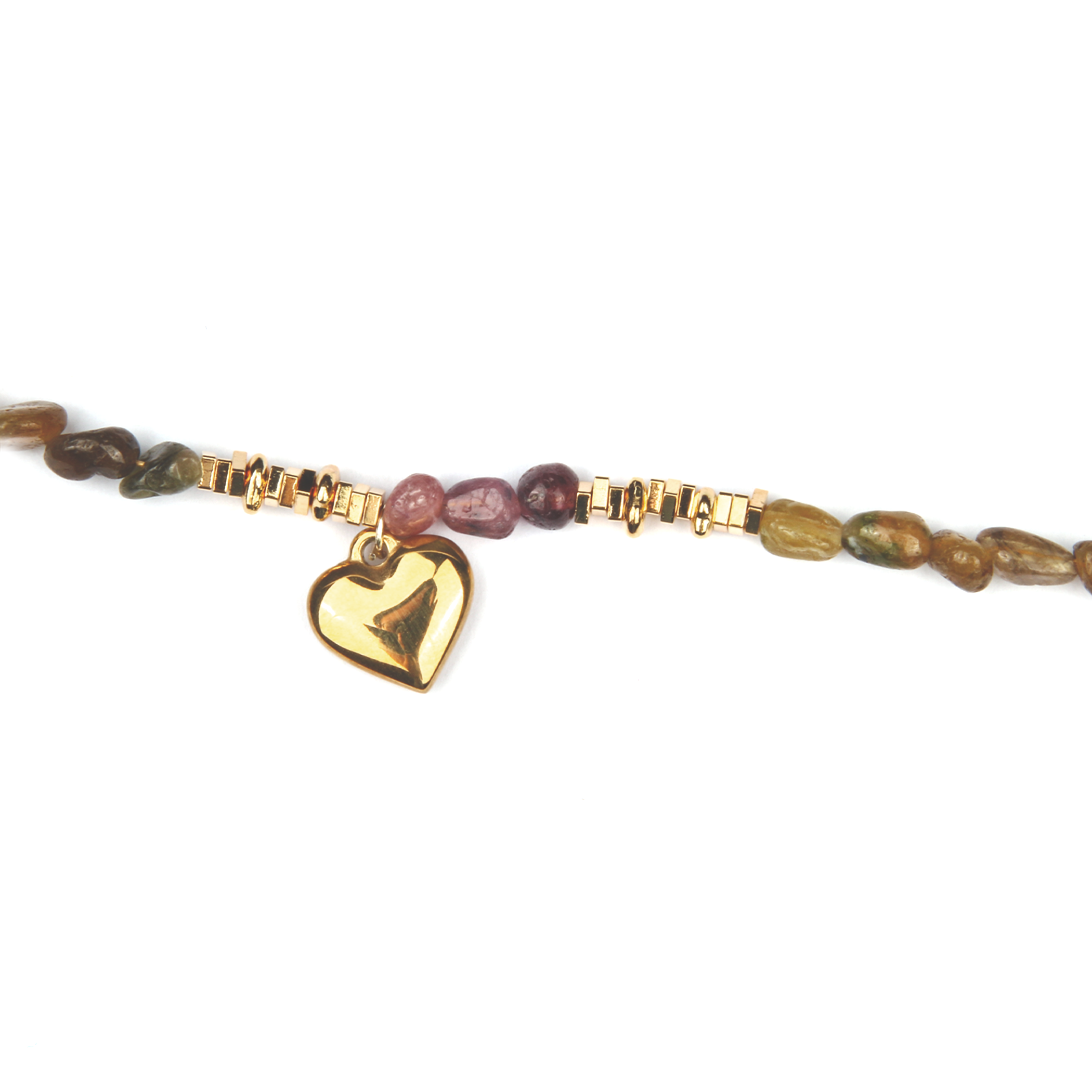 Raw Tourmaline Heart Charm Bracelet