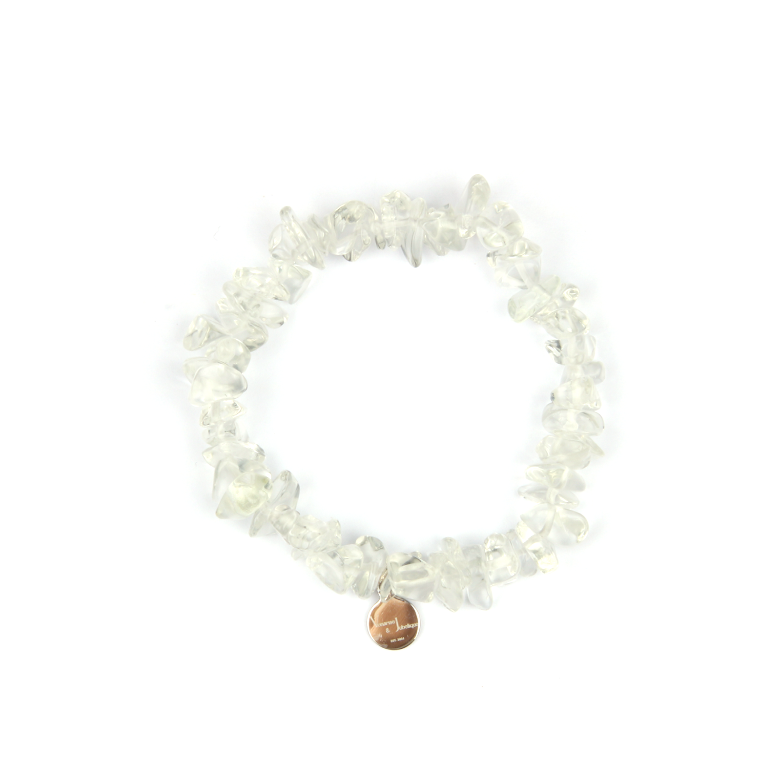 Minimalist chip crystal bracelet with raw-shaped clear quartz, offering a clean and versatile natural crystal look