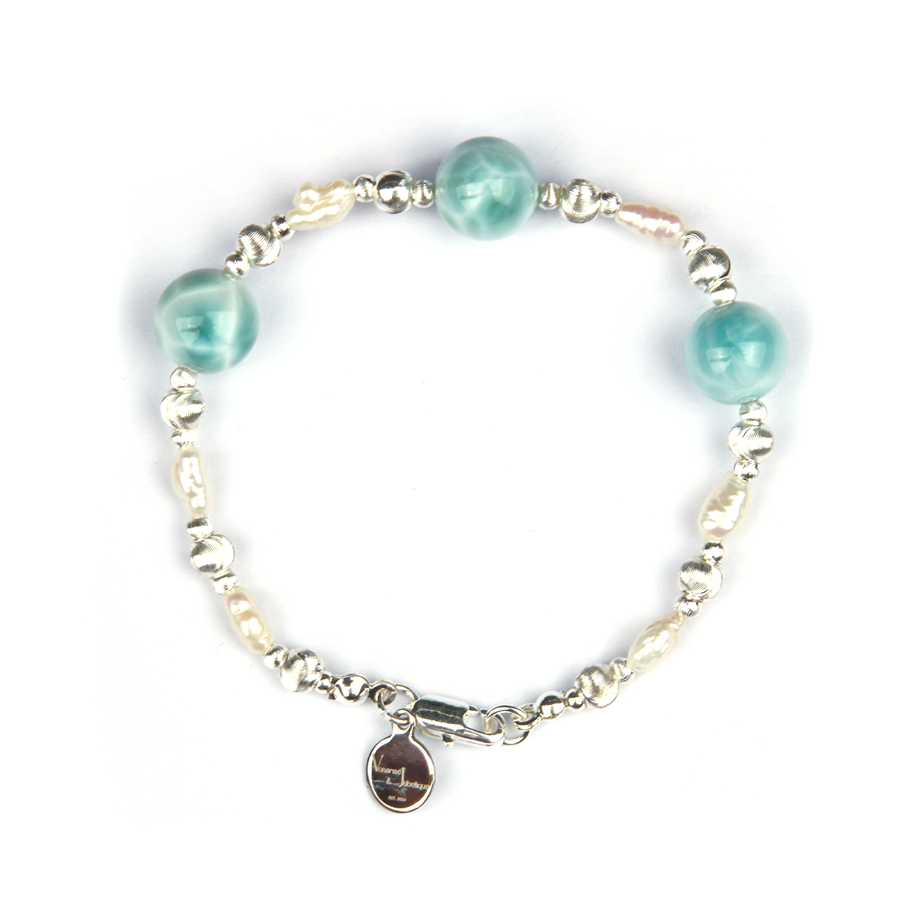 Larimar & Pearl Dream S925 Silver Bracelet