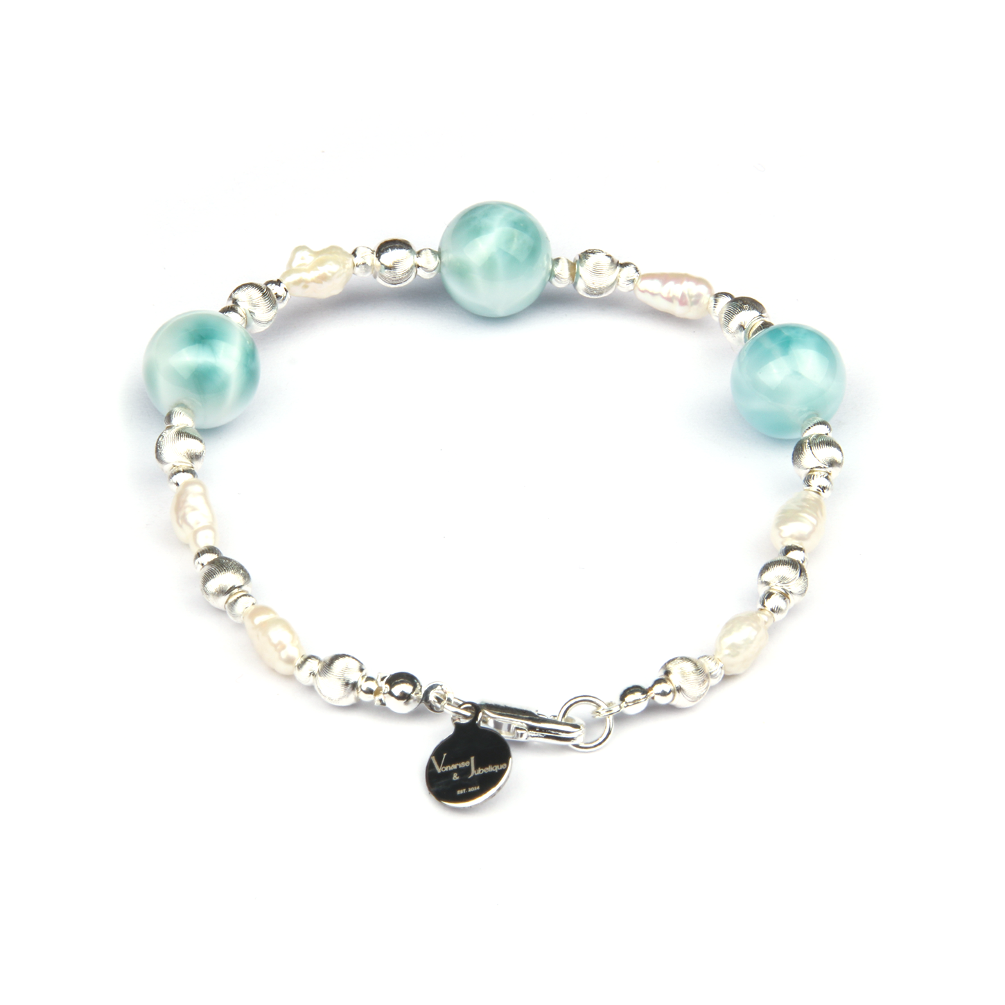 Larimar & Pearl Dream S925 Silver Bracelet