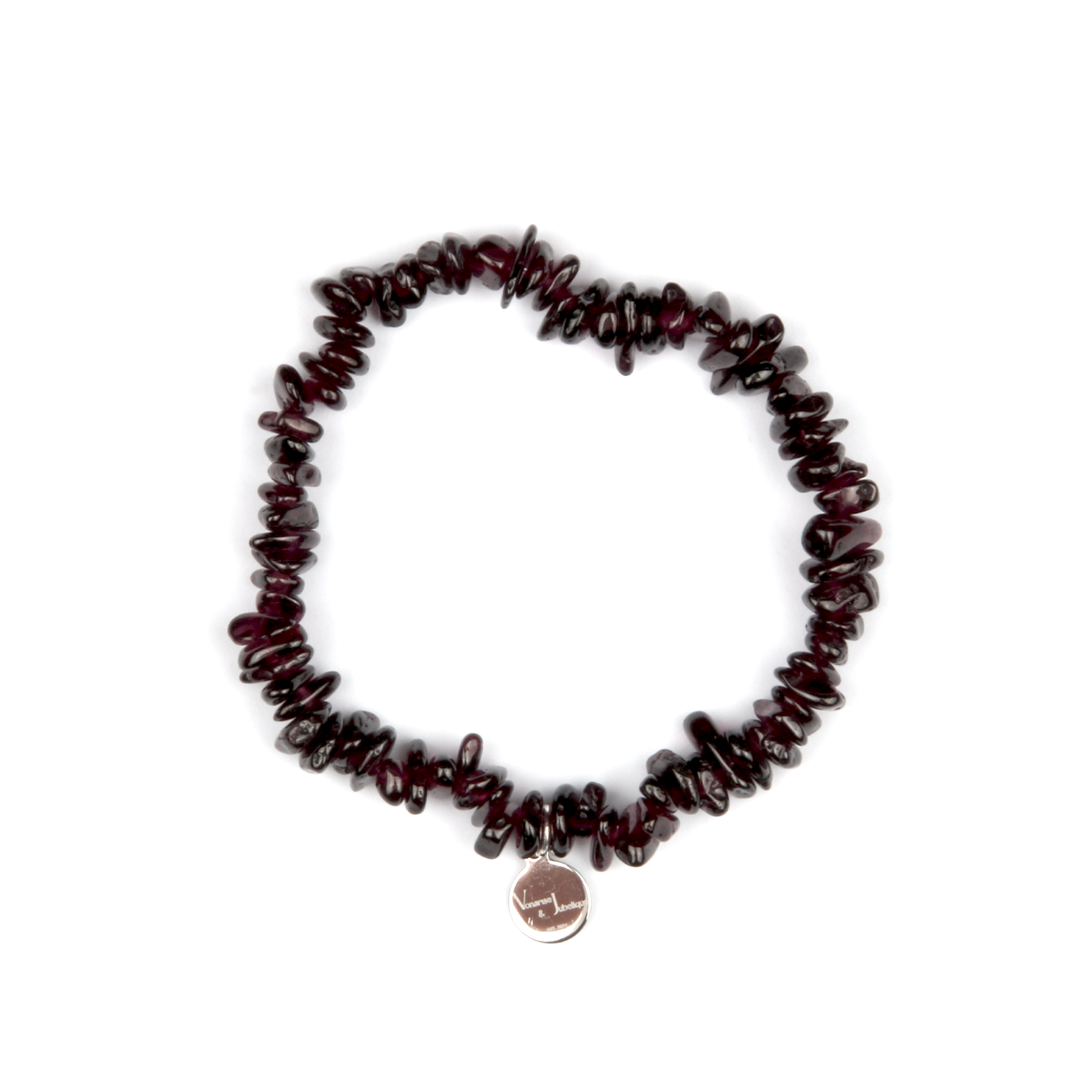 Minimalist bracelet with raw-shaped garnet stones, offering a bold and earthy natural look