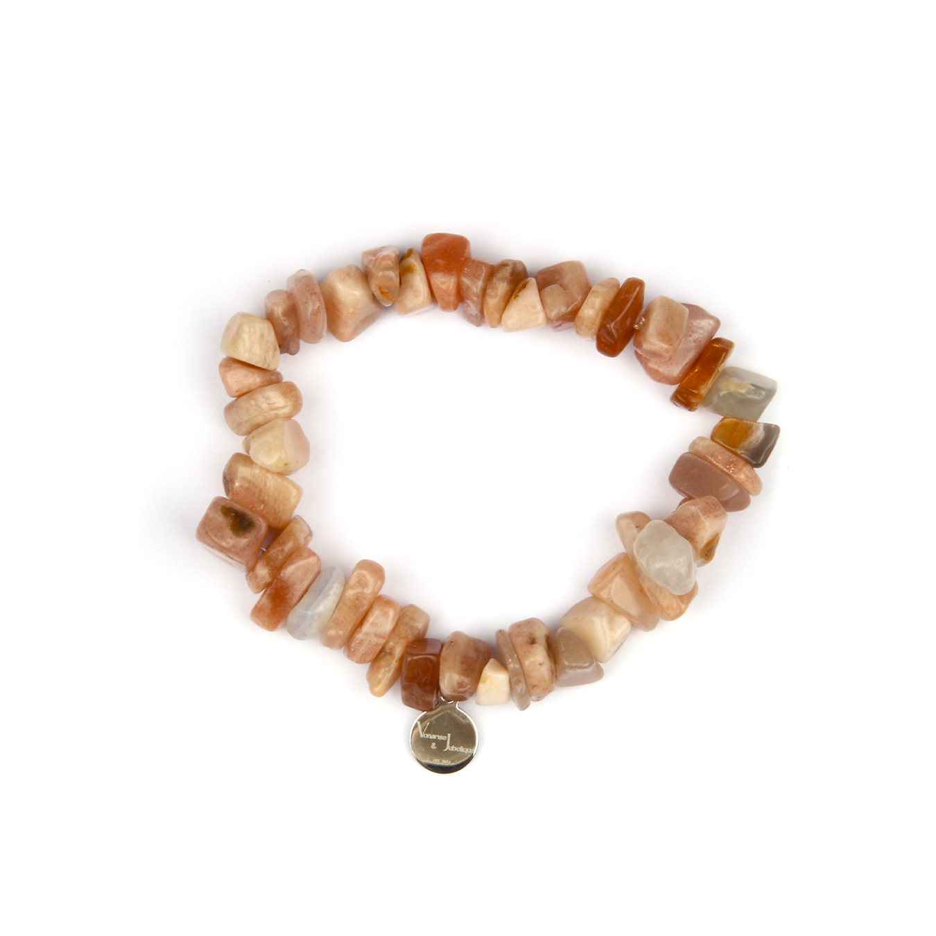 Minimalist chip crystal bracelet with raw-shaped sunstone, radiating warm tones and uplifting crystal energy