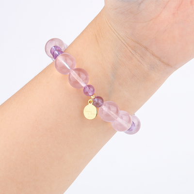 rose quartz and amethyst crystal bracelet for women love attraction bracelet
