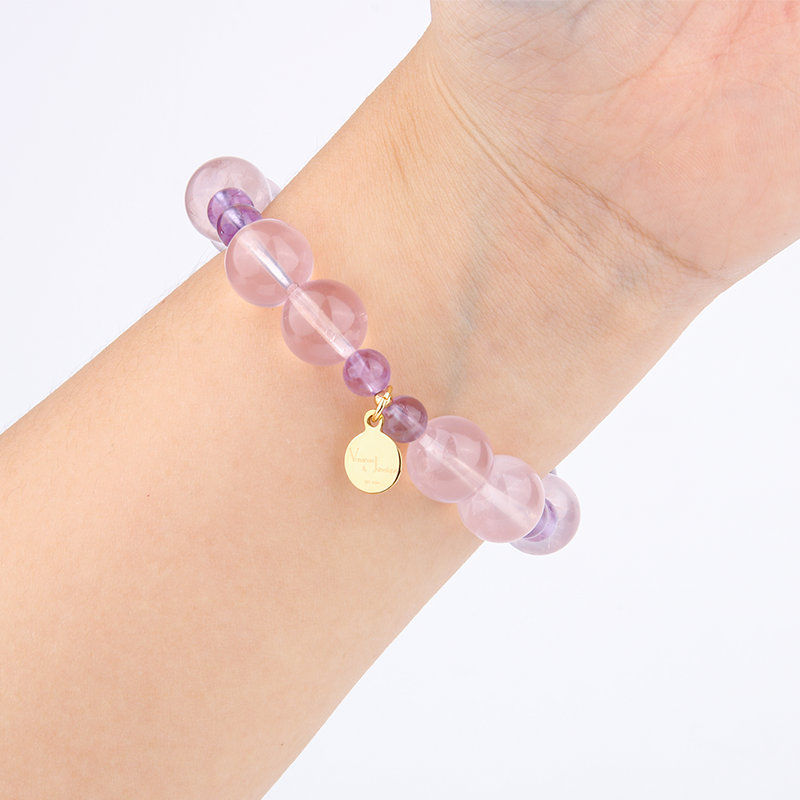rose quartz and amethyst crystal bracelet for women love attraction bracelet