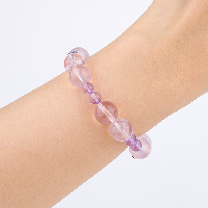 rose quartz and amethyst crystal bracelet for women love attraction bracelet