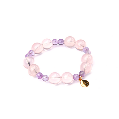 rose quartz and amethyst crystal bracelet for women love attraction bracelet