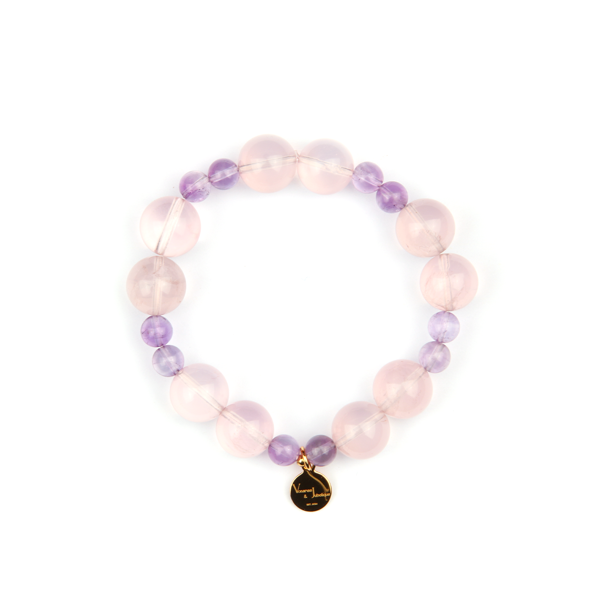 rose quartz and amethyst crystal bracelet for women love attraction bracelet