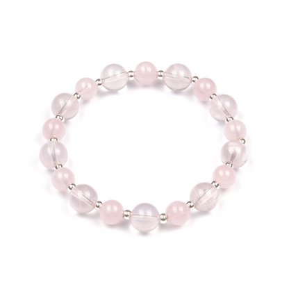 rose quartz with starlight rose quartz and s925 silver accent crystal bracelet for love attraction crystal jewelry