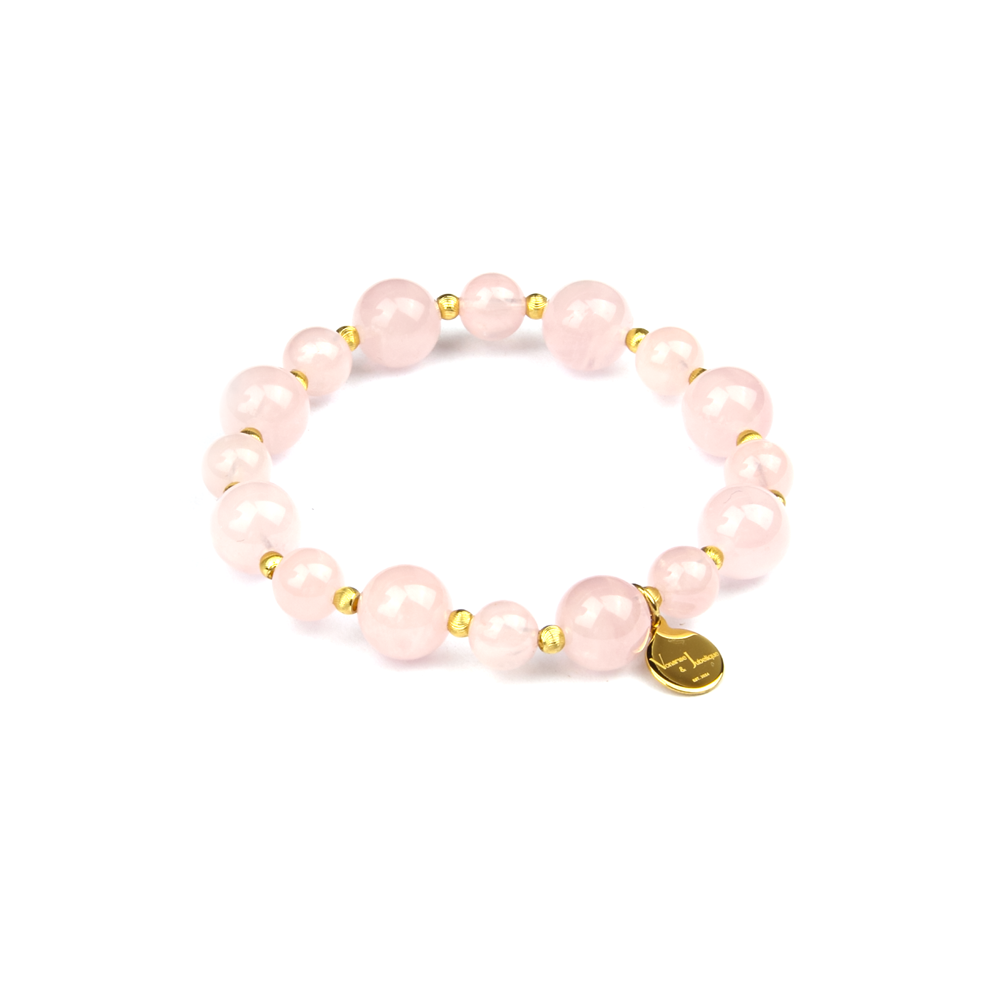 Rose Quartz Gold Beads Bracelet