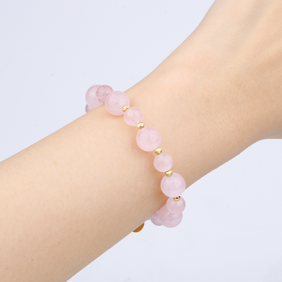 Rose Quartz Gold Beads Bracelet