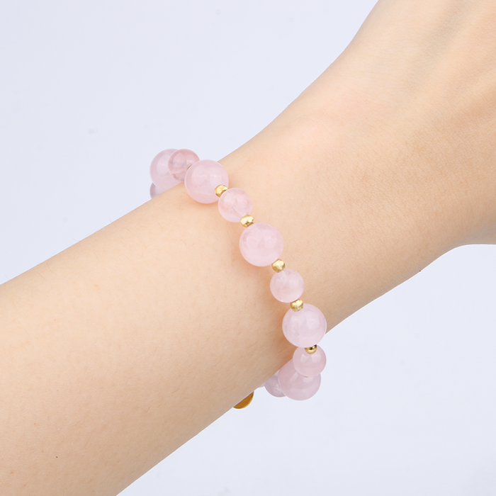 Rose Quartz Gold Beads Bracelet