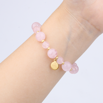 Rose Quartz Gold Beads Bracelet