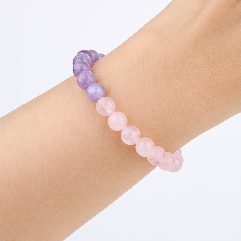 rose quartz and amethyst crystal bracelet for women love attraction bracelet