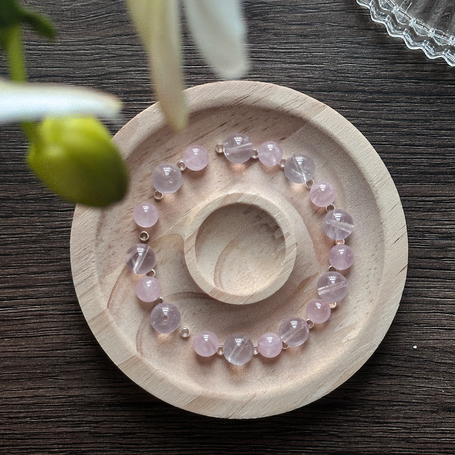 Rose Quartz & Starlight Rose Quartz with 14k Silver Beads Bracelet