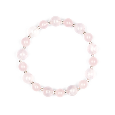 rose quartz and starlight rose quartz crsytal bracelet with s925 silver accent love attraction crystal jewelry