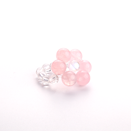 Rose Quartz & Blue Moonstone & Clear Quartz Beaded Ring