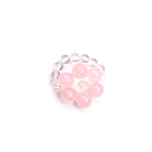 Rose Quartz & Blue Moonstone & Clear Quartz Beaded Ring