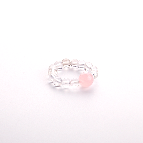 Rose Quartz & Clear Quartz Beaded Ring