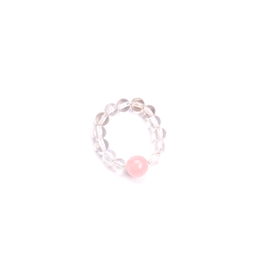 Rose Quartz & Clear Quartz Beaded Ring