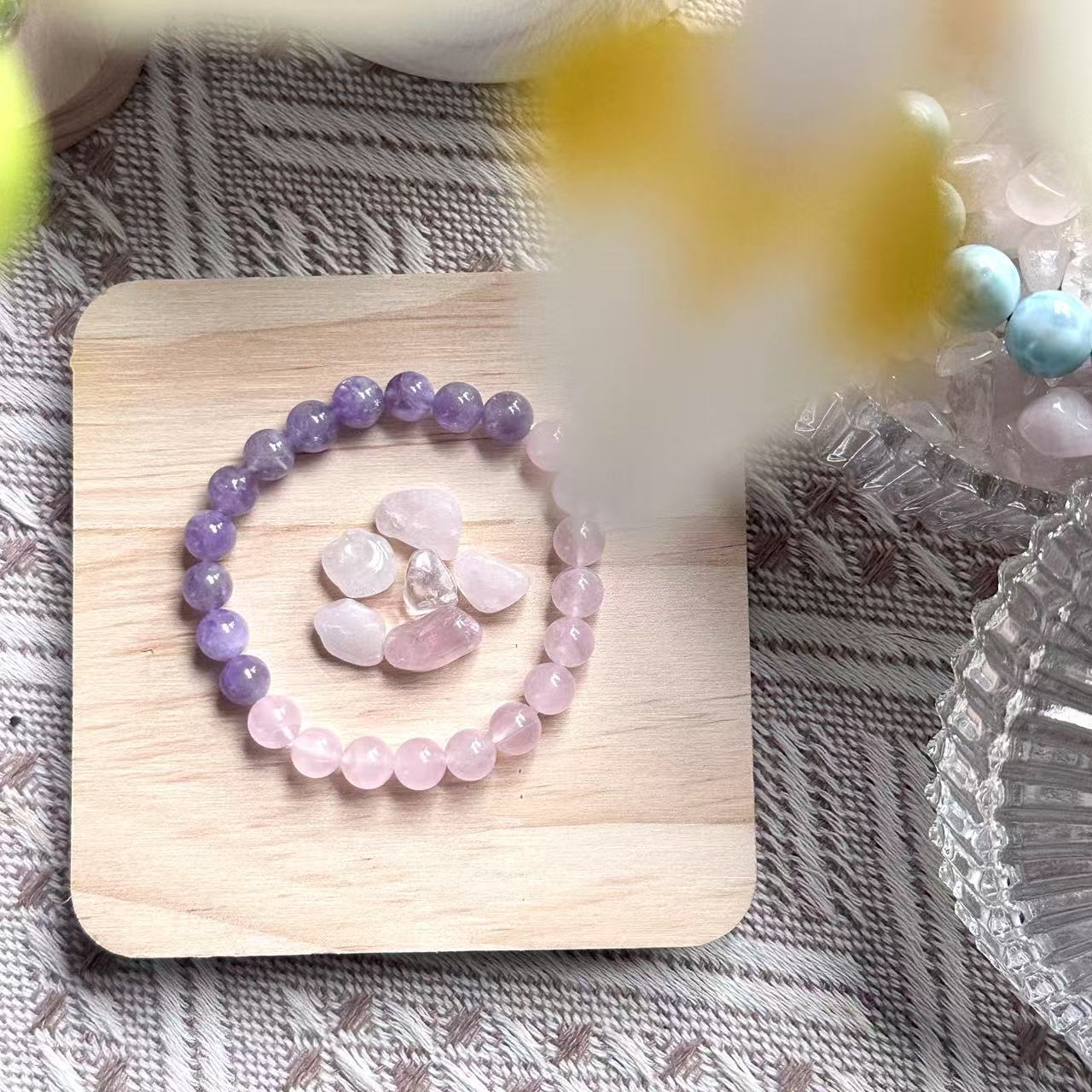 Rose Quartz & Amethyst Healing Harmony Half Bracelet
