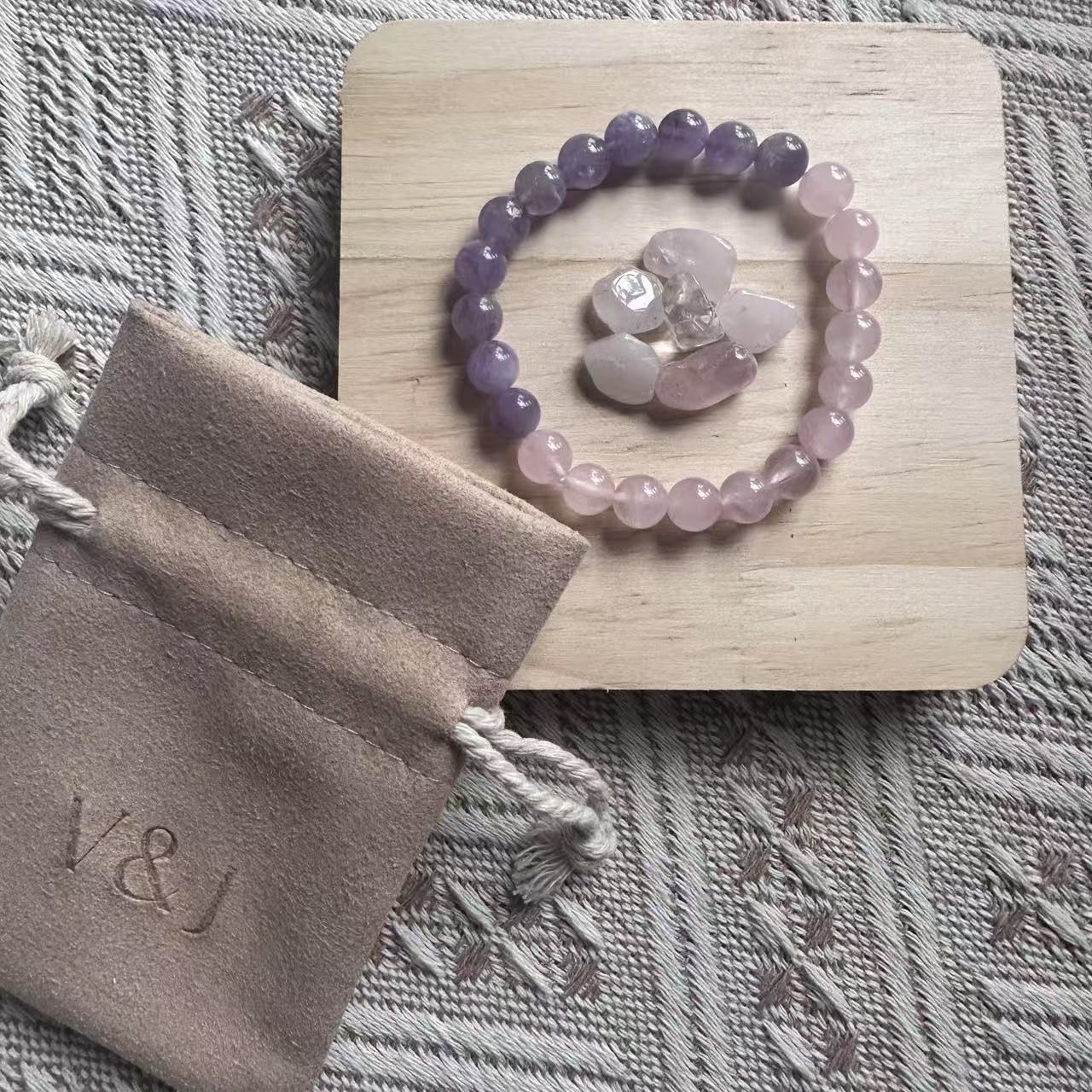 Rose Quartz & Amethyst Healing Harmony Half Bracelet