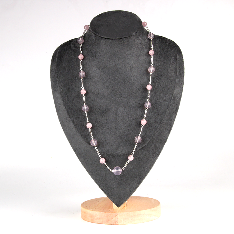 Starlight Rose Quartz & Rose Quartz with S925 Silver Chain Necklace