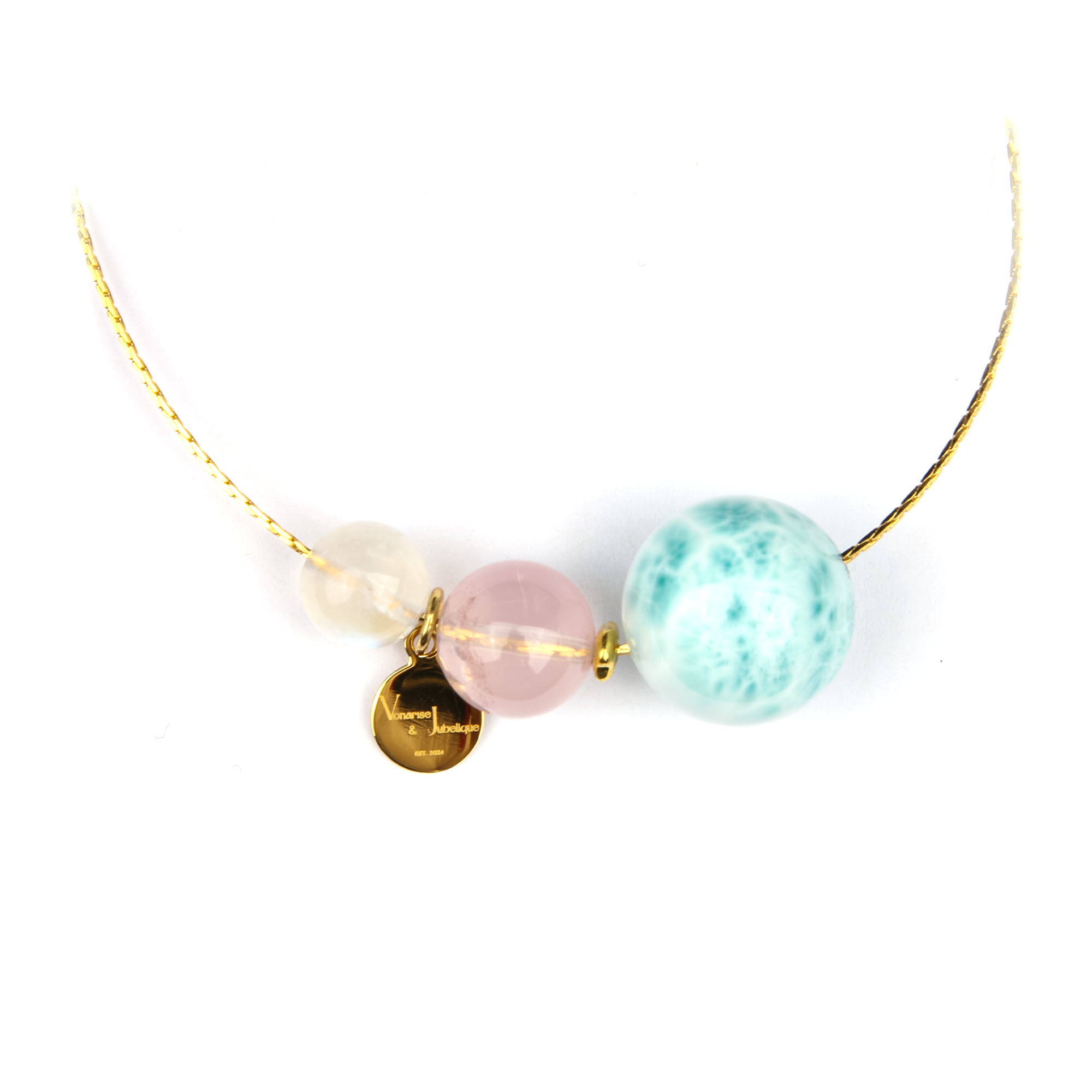 Moonstone Larimar Rose Quartz Necklace