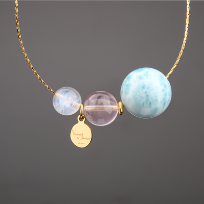 Moonstone Larimar Rose Quartz Necklace