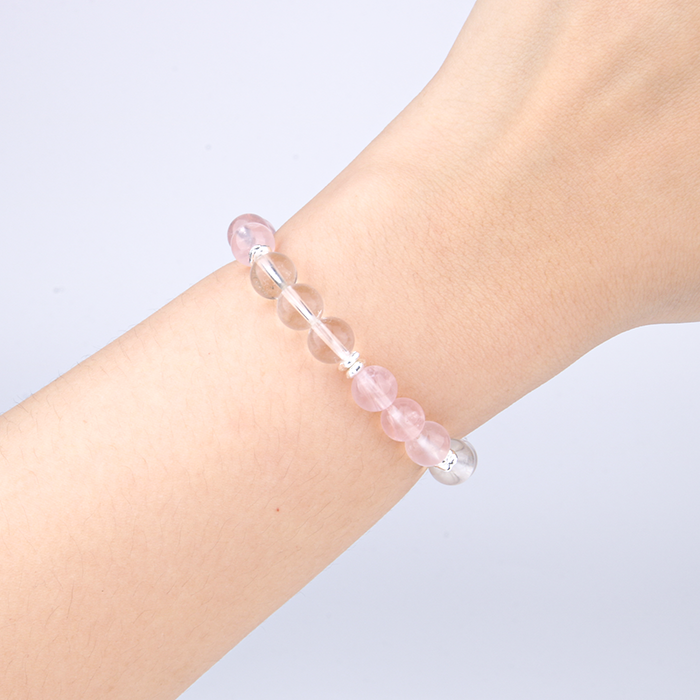 Starlight Rose Quartz & Clear Quartz Bracelet