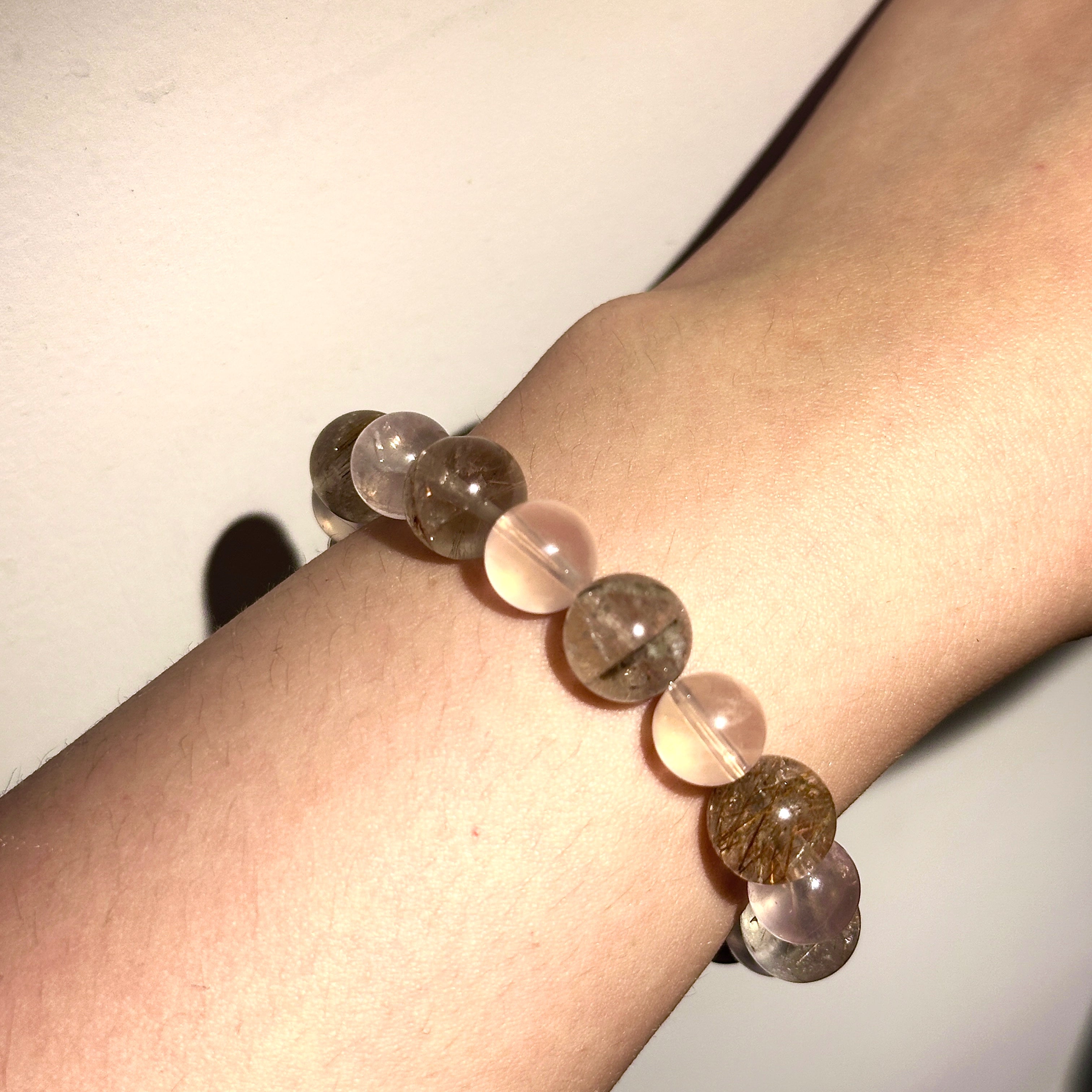 Starlight Rose Quartz & Rutilated Quartz Inner Light Bracelet