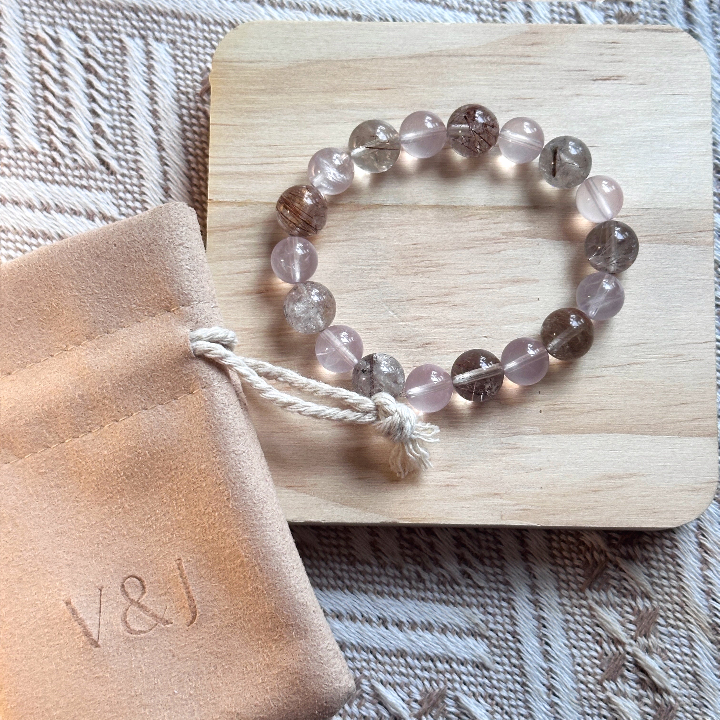 Starlight Rose Quartz & Rutilated Quartz Inner Light Bracelet