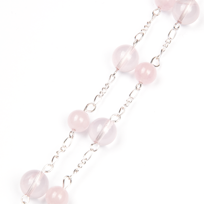 rose quartz and starlight rose quartz crsytal bracelet with s925 silver accent love attraction crystal jewelry