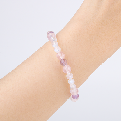 starlight rose quartz with Bolivian Amethyst and blue moonstone bracelet