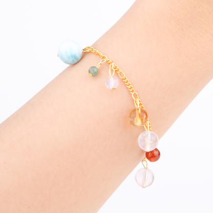 multi crystal bracelet rose quartz citrine garnet amethyst white moonstone larimar tourmaline crystal jewelry