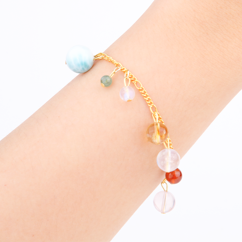 multi crystal bracelet rose quartz citrine garnet amethyst white moonstone larimar tourmaline crystal jewelry