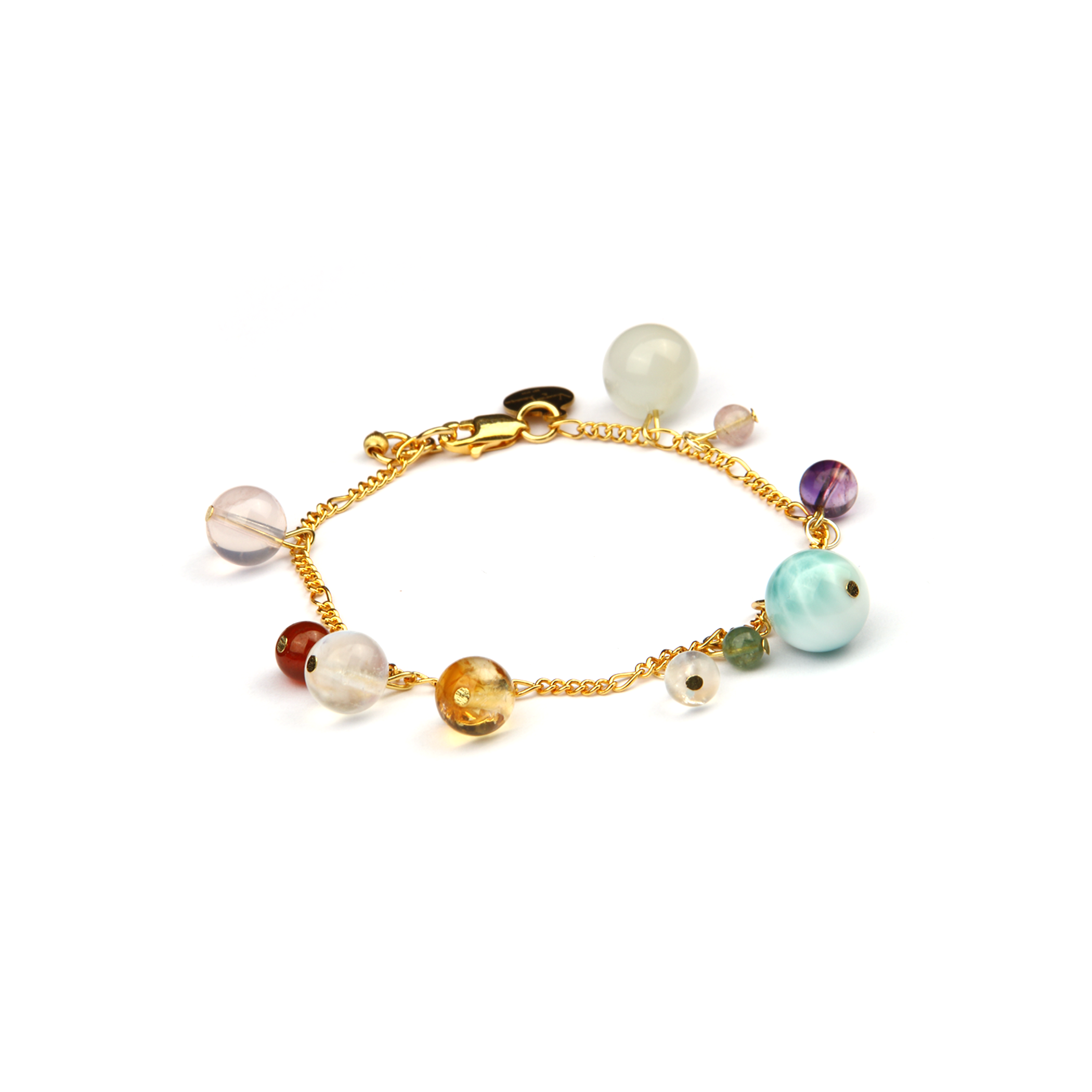 multi crystal bracelet rose quartz citrine garnet amethyst white moonstone larimar tourmaline crystal jewelry