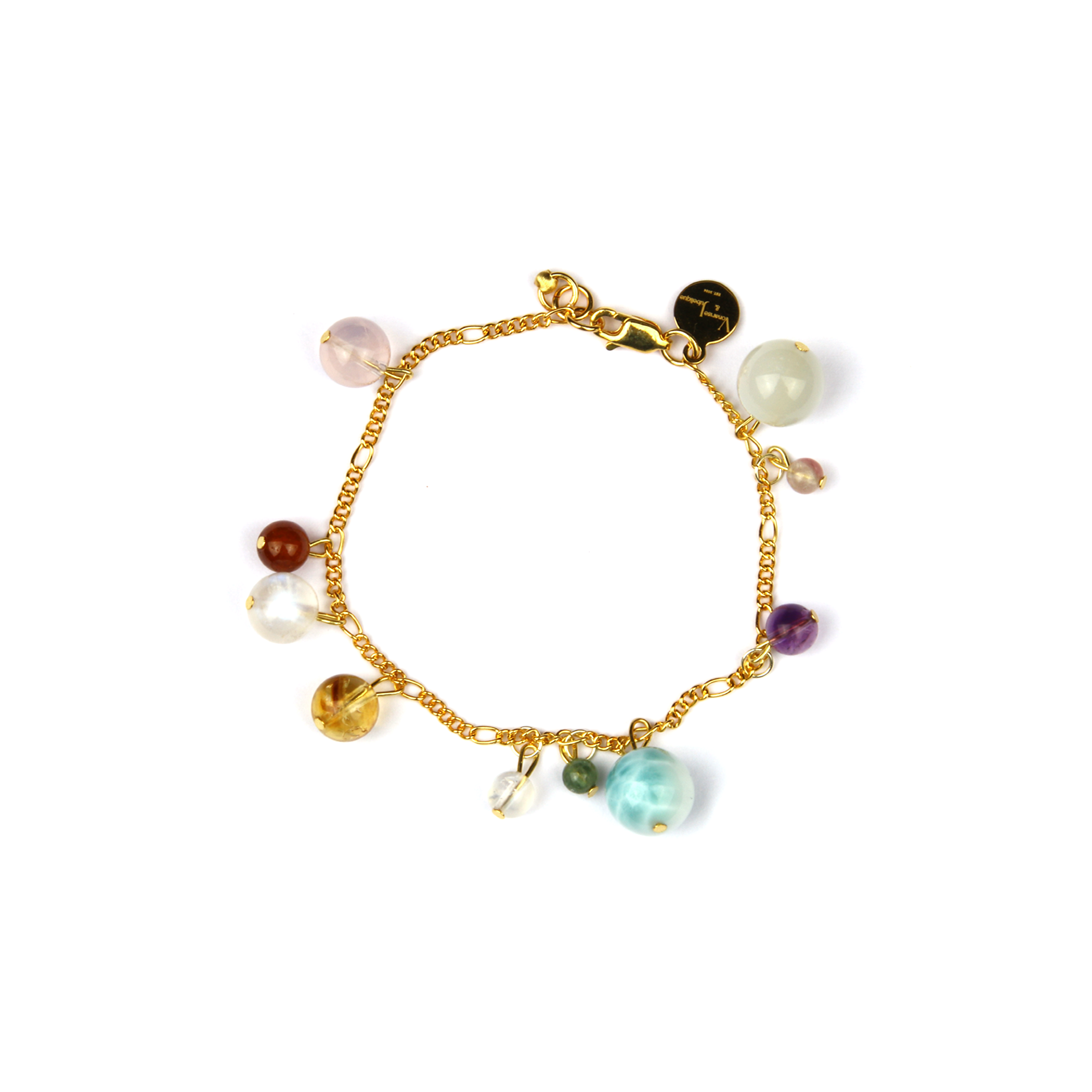 multi crystal bracelet rose quartz citrine garnet amethyst white moonstone larimar tourmaline crystal jewelry