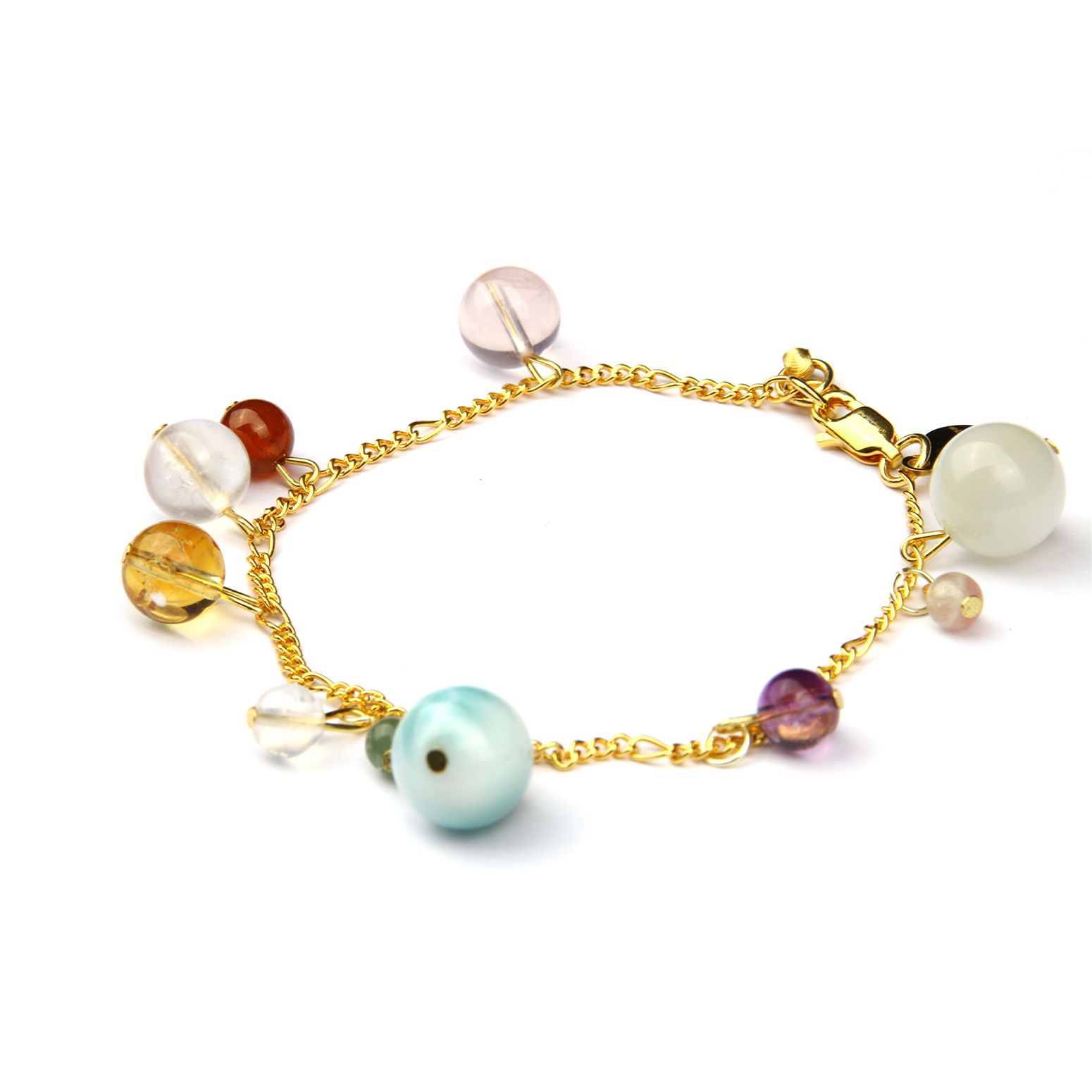 multi crystal bracelet rose quartz citrine garnet amethyst white moonstone larimar tourmaline crystal jewelry
